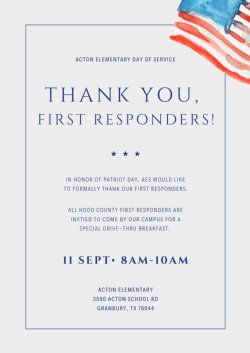 Patriot Day First Responder Drive Thru Breakfast Flyer